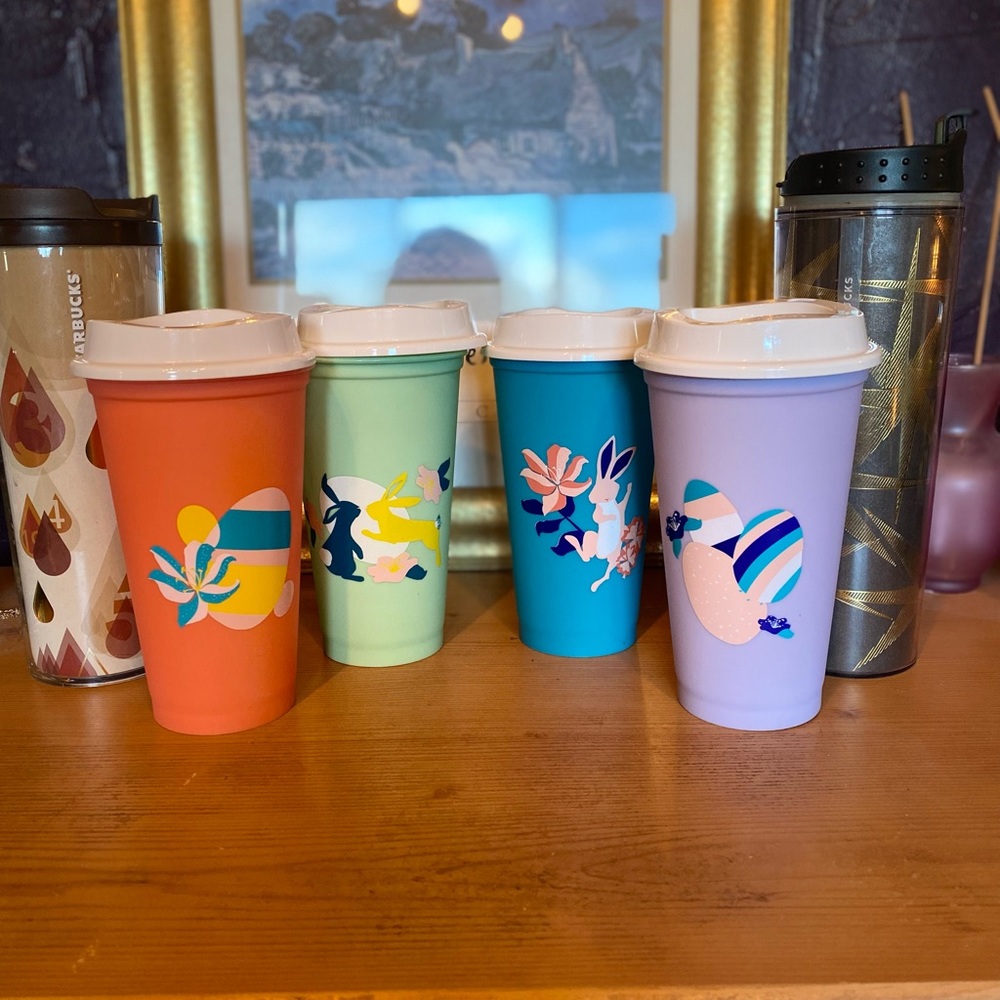 Gently used Starbucks tumblers and new Easter themed cold cups